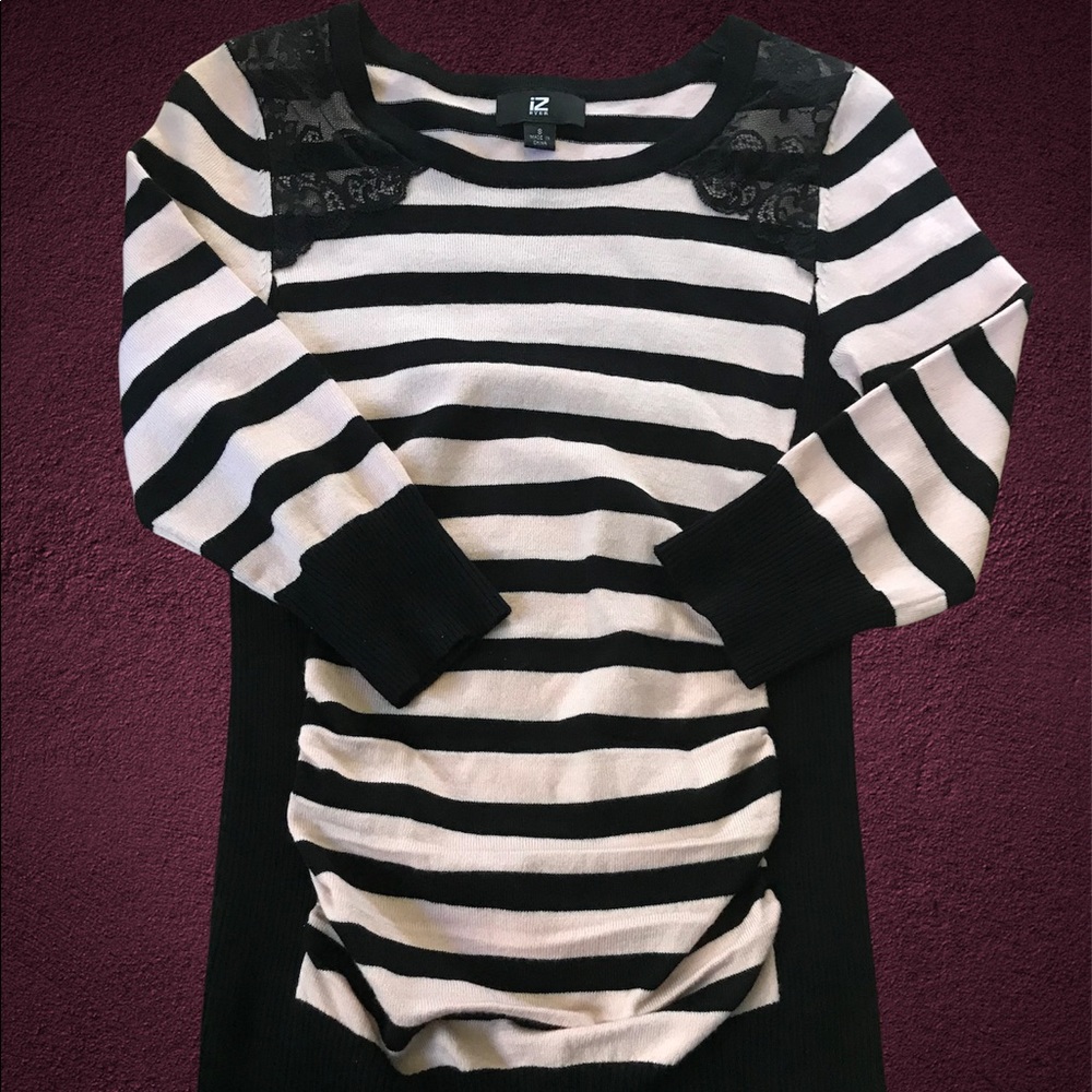 IZ Byer pink and black striped sweater